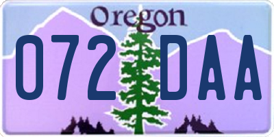OR license plate 072DAA