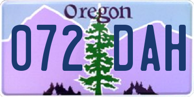 OR license plate 072DAH