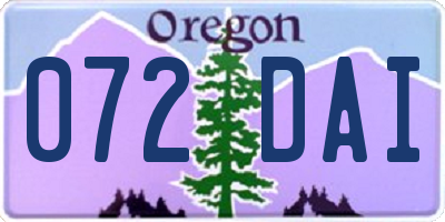 OR license plate 072DAI