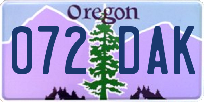 OR license plate 072DAK