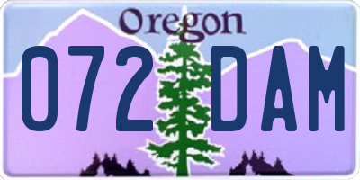 OR license plate 072DAM
