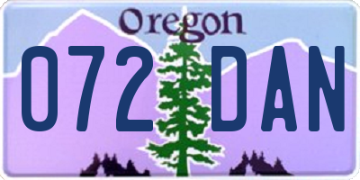 OR license plate 072DAN