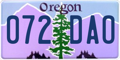 OR license plate 072DAO