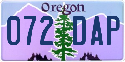 OR license plate 072DAP