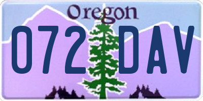 OR license plate 072DAV