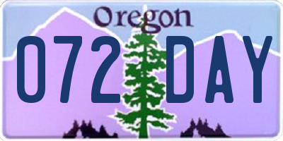 OR license plate 072DAY
