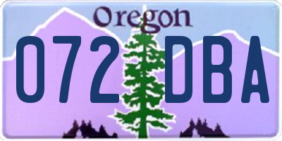 OR license plate 072DBA
