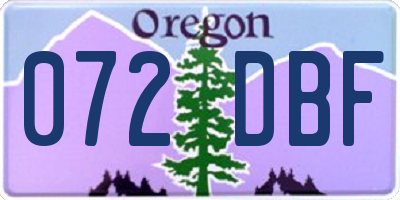 OR license plate 072DBF