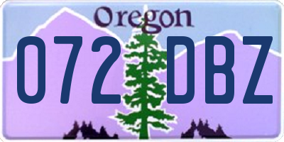 OR license plate 072DBZ