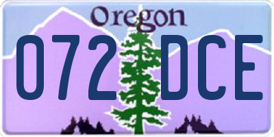 OR license plate 072DCE