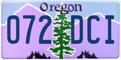 OR license plate 072DCI