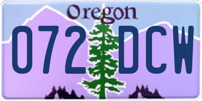OR license plate 072DCW
