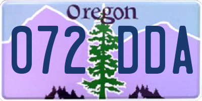OR license plate 072DDA