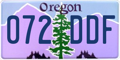 OR license plate 072DDF