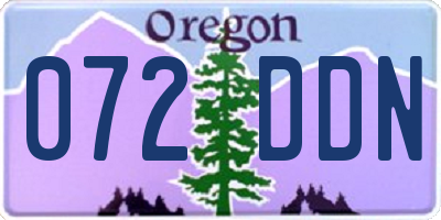 OR license plate 072DDN