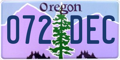 OR license plate 072DEC