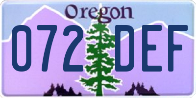 OR license plate 072DEF