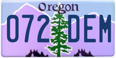OR license plate 072DEM