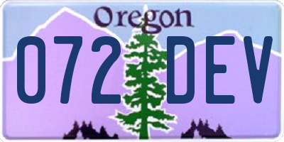 OR license plate 072DEV