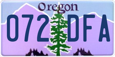 OR license plate 072DFA