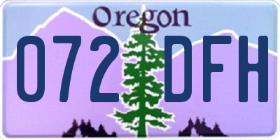 OR license plate 072DFH