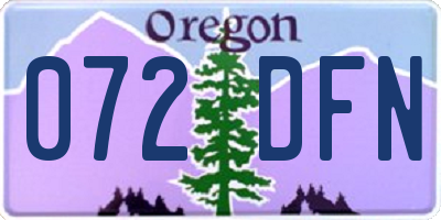 OR license plate 072DFN