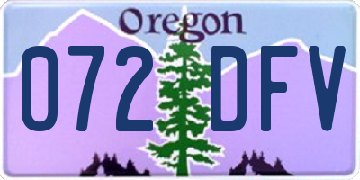 OR license plate 072DFV