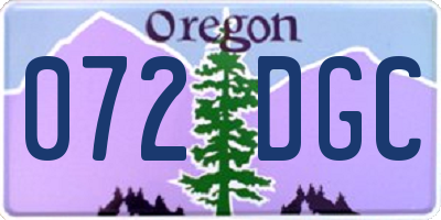 OR license plate 072DGC