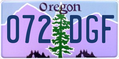 OR license plate 072DGF