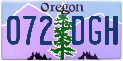 OR license plate 072DGH