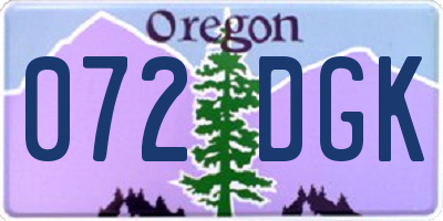 OR license plate 072DGK