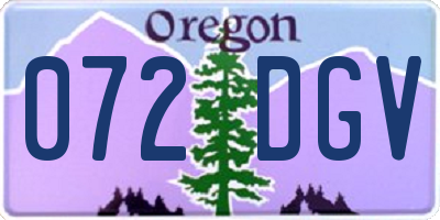 OR license plate 072DGV