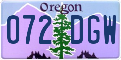 OR license plate 072DGW