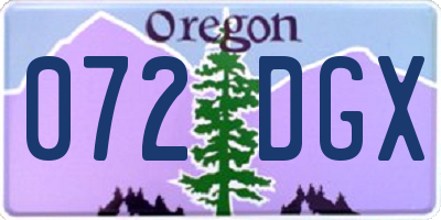 OR license plate 072DGX