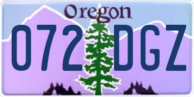 OR license plate 072DGZ