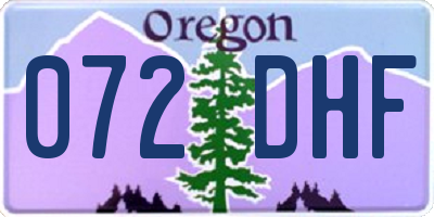 OR license plate 072DHF