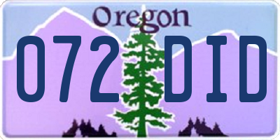 OR license plate 072DID