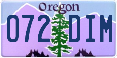 OR license plate 072DIM