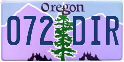 OR license plate 072DIR
