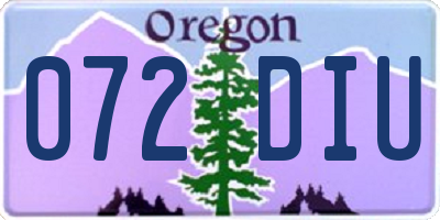 OR license plate 072DIU