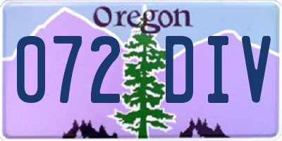 OR license plate 072DIV