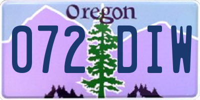 OR license plate 072DIW