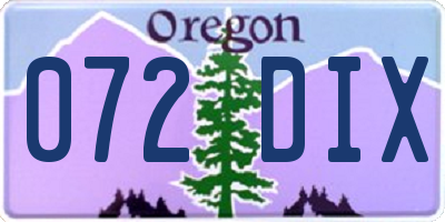 OR license plate 072DIX