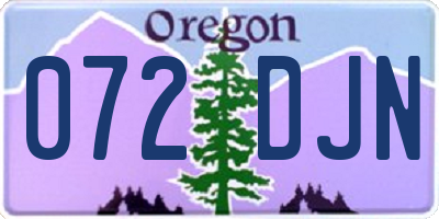 OR license plate 072DJN