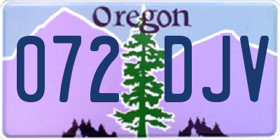 OR license plate 072DJV