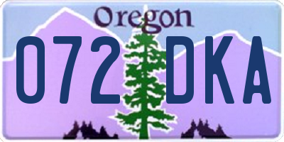 OR license plate 072DKA