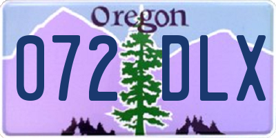 OR license plate 072DLX