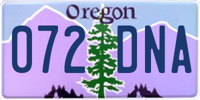 OR license plate 072DNA