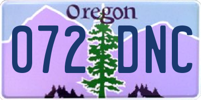 OR license plate 072DNC