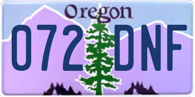 OR license plate 072DNF